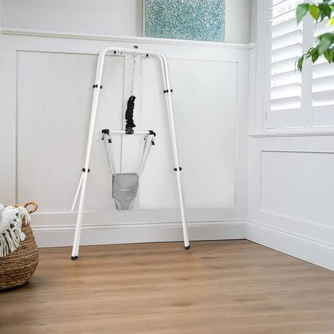 Cowiewie Baby Jumper مع حامل، مع وظيفة حزام المشي، للرضع من عمر 6 إلى 12 شهرًا، حامل دعم قوي للمساحات الصغيرة، أبيض + أسود in Kuwait