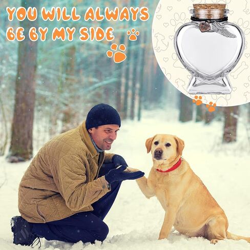 Eaasty 2 Sets Pet Fur Memorial Bottles, Heart Shaped Glass with Cork, Dog in Saudi Arabia