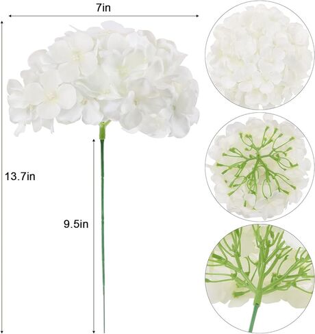 مجموعة رؤوس زهور حرير كوبية بيضاء من AVIVIHO مكونة من 10 زهور كوبية بيضاء كاملة اصطناعية مع سيقان لحفلات الزفاف والمنزل والحفلات وديكور حمام الطفل in Kuwait
