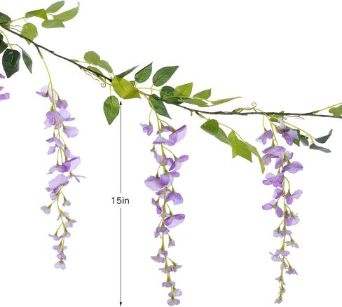 Lvydec الوستارية الزهور الاصطناعية إكليل، 4 قطع إجمالي 28.8ft الاصطناعي الوستارية الكرمة الحرير شنقا زهرة للمنزل حديقة حفل في الهواء الطلق قوس الزفاف ديكور الزهور (الوردي) in Kuwait