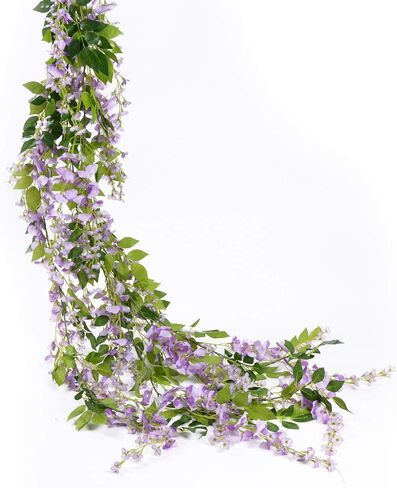 Lvydec الوستارية الزهور الاصطناعية إكليل، 4 قطع إجمالي 28.8ft الاصطناعي الوستارية الكرمة الحرير شنقا زهرة للمنزل حديقة حفل في الهواء الطلق قوس الزفاف ديكور الزهور (الوردي) in Kuwait