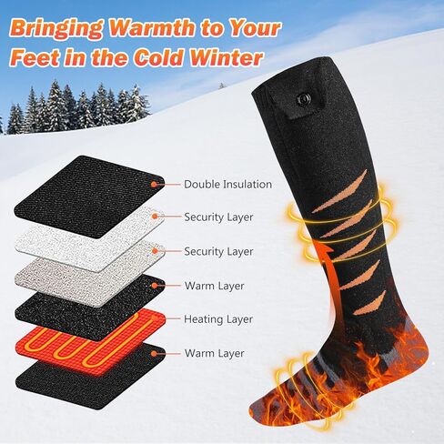 Rechargeable Heated Socks for Men Women, App Control Smart Heating Socks Electric 3D Surround Winter Warming Socks Washable Thick Heat Sock for Outdoor Camping Skiing Fishing Hunting in Kuwait