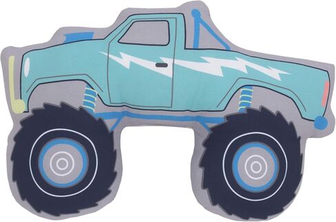 Carter's Teal, Blue & Grey Monster Truck Shaped Toddler Pillow, Teal, Blue, Grey , 14x9x3.25 Inch (Pack of 1) in Saudi Arabia