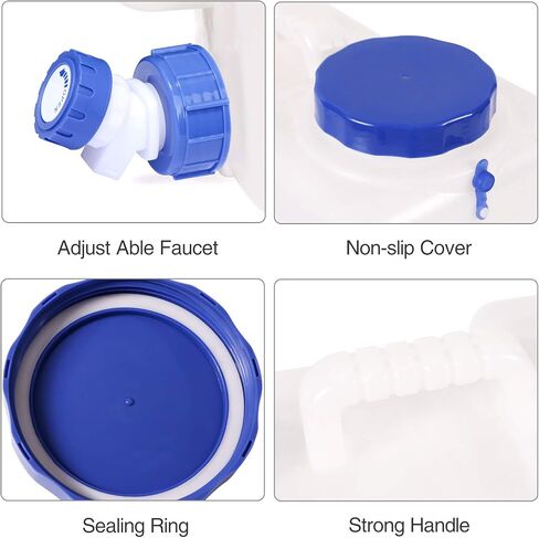 5 Gallon Water Container with Spigot, Portable Camping Water Jug | Multi-Use Water Container with Spigot, 5 Gallon Camping Water Jug for Long-Term Water Storage, RV, Emergency and Outdoor Use in Saudi Arabia