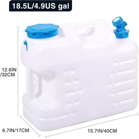 5 Gallon Water Container with Spigot, Portable Camping Water Jug | Multi-Use Water Container with Spigot, 5 Gallon Camping Water Jug for Long-Term Water Storage, RV, Emergency and Outdoor Use in Kuwait