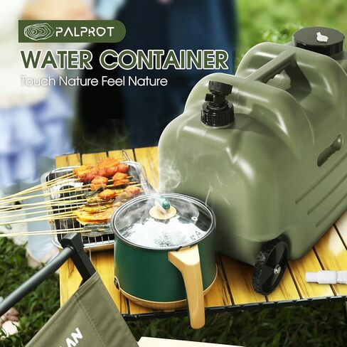 PalProt® Camping Water Storage Containers Jug with Spigot | 7.4 Gallon Large - Rolling Water Tank Portable with Faucet, Military Green Refillable BPA Free Food Grade Emergency Drinking Outdoor in Kuwait