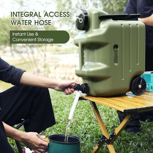 PalProt® Camping Water Storage Containers Jug with Spigot | 7.4 Gallon Large - Rolling Water Tank Portable with Faucet, Military Green Refillable BPA Free Food Grade Emergency Drinking Outdoor in Kuwait