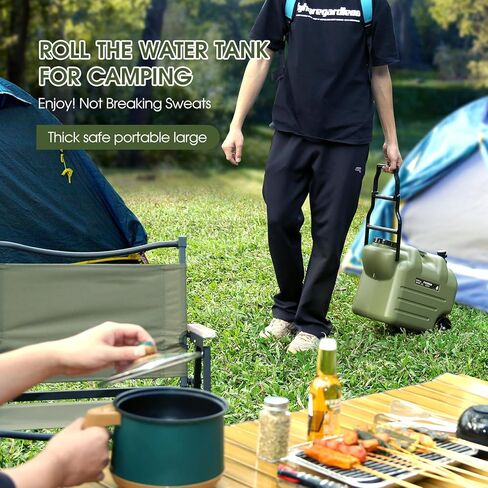 PalProt® Camping Water Storage Containers Jug with Spigot | 7.4 Gallon Large - Rolling Water Tank Portable with Faucet, Military Green Refillable BPA Free Food Grade Emergency Drinking Outdoor in Kuwait