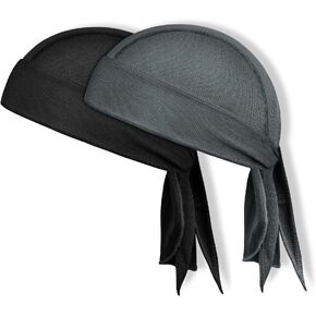 AmFUN Cycling Bandana Cap, Do Rag Skull Caps for Men, Quick Dry Headwear Cooling Helmet Liner, Adjustable Pirate Headwear