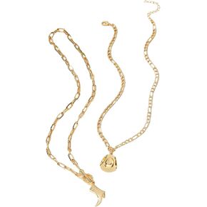 Verdusa Women's Cowgirl Hat Boots Pendant Necklace Chunky Chain Jewelry