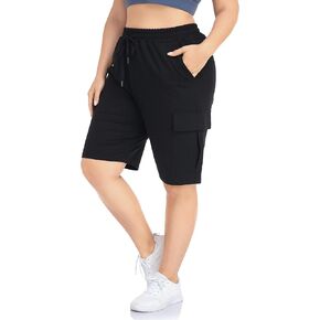 شورت ZERDOCEAN للسيدات بمقاس كبير من Cargo Sweat شورت رياضي نشط للتمرين والمشي مع جيوب