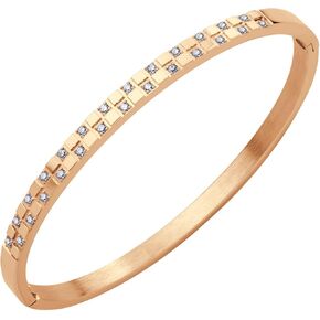 555Jewelry Luxury CZ Stainless Steel Hinged Cuff Bangle Bracelet for Women in Saudi Arabia