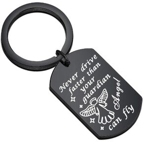 WUSUANED Never Drive Faster Than Your Guardian Angel Can Fly Keychain New Driver Gift Sweet 16 Gift Clasps for jewelry