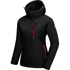 Little Donkey Andy Women's Softshell Hiking Jackets Ski Snow Fleece Lined Lightweight Windproof Removable Hood