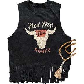 Not My First Rodeo Tank Women Rodeo Shirt Country Cowboy Western T Shirts Sleeveless V Neck Ring Hole Tank Tops