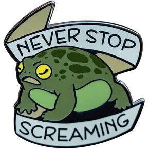 دبوس بروش بتصميم كرتوني مضحك بعبارة «Never Stop Screaming» بتصميم ضفدع مطر، دبوس بروش معدني مطلي بالمينا لشنط الظهر والملابس والشنط والجاكيتات والقبعات، هدايا مجوهرات عصرية، معدن، بدون احجار كريمة in Kuwait