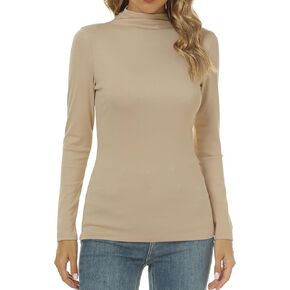 LaLaLa Womens 2023 Long Sleeve Shirts Mock Turtleneck Base Layer Fitted Slim Fit Blouse Tops (XS-XL) in Kuwait
