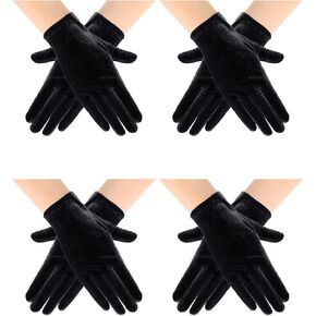 4 Pairs Short Opera Velvet Gloves Tea Party Gloves Women Wrist Banquet Gloves for Wedding Party Dancing Costume