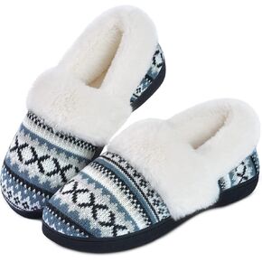 DL Women's Comfy House Slippers with Faux Fur Lining, Memory Foam Slip on House Shoes Nordic with Indoor Outdoor Anti-Skid Rubber Sole in Saudi Arabia