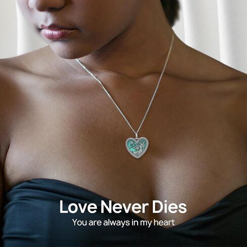 METIS WONG Heart Urn Ashes Necklace Rhodium Gold Plated 925 Sterling Silver Cremation Jewelry, Tree of Life Memorial Pendant with Enamel Zirconia for Women Sister Mom Grandma in Saudi Arabia