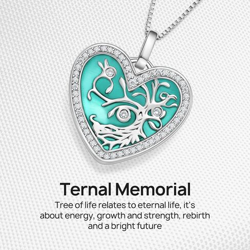 METIS WONG Heart Urn Ashes Necklace Rhodium Gold Plated 925 Sterling Silver Cremation Jewelry, Tree of Life Memorial Pendant with Enamel Zirconia for Women Sister Mom Grandma in Saudi Arabia