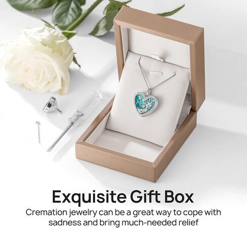 METIS WONG Heart Urn Ashes Necklace Rhodium Gold Plated 925 Sterling Silver Cremation Jewelry, Tree of Life Memorial Pendant with Enamel Zirconia for Women Sister Mom Grandma in Saudi Arabia