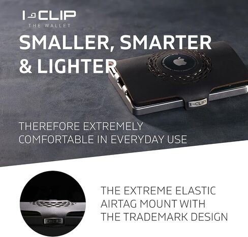 I-CLIP Original Silver Radio Impact, Compatible with Apple AirTag Wallet, Money Bag, Purse, Credit Card case, Credit Card Holder in Kuwait