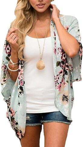 CASURESS Women's Cardigan-Sheer Kimono Loose Summer Floral Print Cover Ups in Kuwait