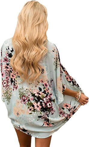 CASURESS Women's Cardigan-Sheer Kimono Loose Summer Floral Print Cover Ups in Kuwait