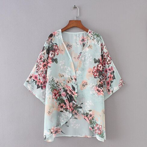 CASURESS Women's Cardigan-Sheer Kimono Loose Summer Floral Print Cover Ups in Kuwait