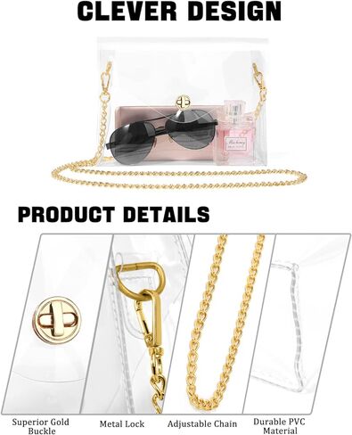 Clear Purse for Women Clear Crossbody Bag Stadium Approved Transparent Bags for Concerts Sports Event Party in Kuwait