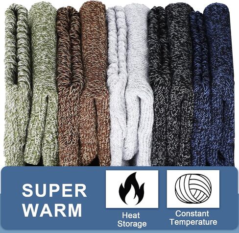 JaGely 30 Pairs Wool Socks Bulk Men Thick Warm Winter Hiking Boot Knit Casual Crew Cold Weather Gifts for Women, Bright Color/ Black, Brown, Navy Blue, Green, Gray, One Size in Saudi Arabia