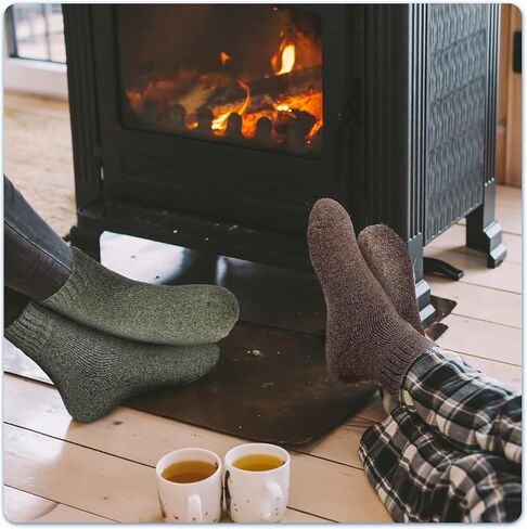 JaGely 30 Pairs Wool Socks Bulk Men Thick Warm Winter Hiking Boot Knit Casual Crew Cold Weather Gifts for Women, Bright Color/ Black, Brown, Navy Blue, Green, Gray, One Size in Saudi Arabia