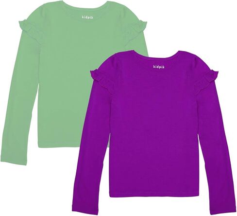 KIDPIK طاقم الكشكشة 2PK للبنات | تي شيرت بأكمام طويلة in Kuwait