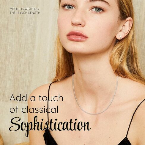 KISPER Silver 8 Sided Snake Chain Necklace –Thin, Dainty, 925 Sterling Silver Jewelry for Women & Men with Lobster Clasp – Made in Italy in Saudi Arabia