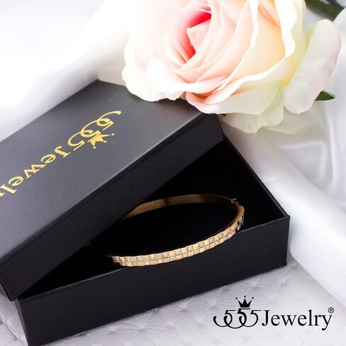 555Jewelry سوار فاخر من الفولاذ المقاوم للصدأ CZ للنساء in Kuwait