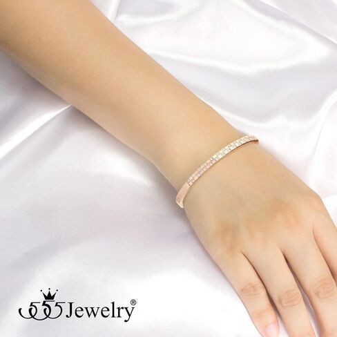 555Jewelry سوار فاخر من الفولاذ المقاوم للصدأ CZ للنساء in Kuwait