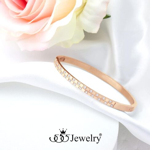 555Jewelry سوار فاخر من الفولاذ المقاوم للصدأ CZ للنساء in Kuwait