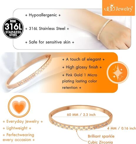 555Jewelry سوار فاخر من الفولاذ المقاوم للصدأ CZ للنساء in Kuwait