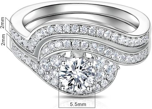 MDFUN Two-In-One Wedding Engagement Promise Eternity Ring for Women 18K White Gold Plated Cubic Zirconia Size 5-10 in Saudi Arabia