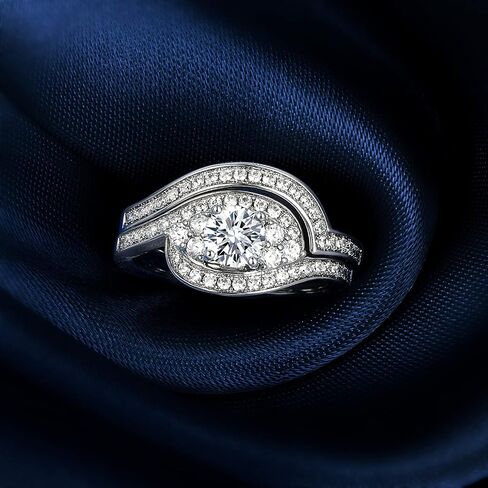 MDFUN Two-In-One Wedding Engagement Promise Eternity Ring for Women 18K White Gold Plated Cubic Zirconia Size 5-10 in Saudi Arabia