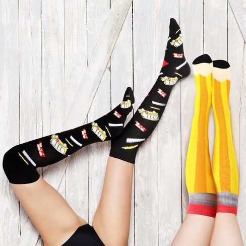 SATINIOR 3 Pairs Funny Teacher Christmas Compression Socks Long Crew Socks Novelty Reading Book Teacher Over the Calf Socks Book Pencil Socks for Women Men Teachers, Mixed Color, One Size in Saudi Arabia