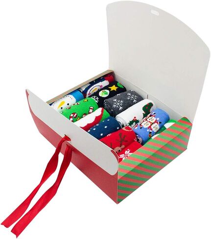 MuLing Christmas Holiday 12-Pack Gift Socks with Gift Box Warm Winter Crew Socks Holiday Slipper Socks, 12 Days of Socks Christmas in Kuwait
