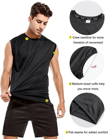 قمصان بدون أكمام شبكية للرجال مكونة من 3 أو 5 قطع من القمصان الرياضية بدون أكمام للتدريب على اللياقة البدنية، قميص رياضي بارد وجاف للتمرين in Kuwait