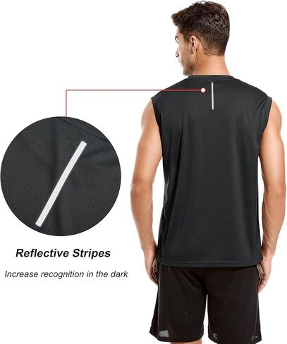 قمصان بدون أكمام شبكية للرجال مكونة من 3 أو 5 قطع من القمصان الرياضية بدون أكمام للتدريب على اللياقة البدنية، قميص رياضي بارد وجاف للتمرين in Kuwait