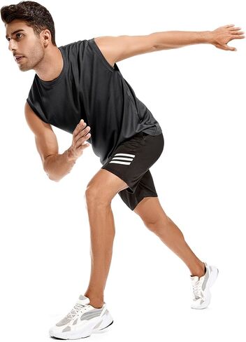 قمصان بدون أكمام شبكية للرجال مكونة من 3 أو 5 قطع من القمصان الرياضية بدون أكمام للتدريب على اللياقة البدنية، قميص رياضي بارد وجاف للتمرين in Kuwait