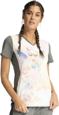 Tooniforms Women Scrubs Top V-Neck Print TF782 in Kuwait
