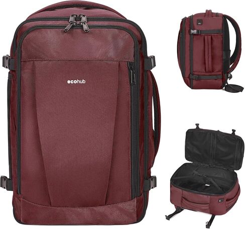 ECOHUB Travel Backpack 18x14x8 Spirit Airlines Personal Item Bag Carry On Backpack 13 Pockets Large Work Casual Daypack for men Airline Approved Waterproof Gym Backpack with Charging Port, Light Grey in Kuwait