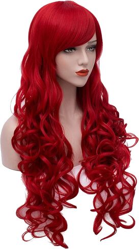 Bopocoko Extra Long Red Wigs 32 Inches Cosplay Party Wig Spiral Curly Synthetic Hair Wigs for Women BU144 in Kuwait