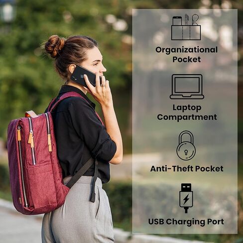 Nordace Siena Smart Backpack with USB Charging - 15.6 Inch Laptop Backpack, 19L Daily Backpack for Travel, Everyday, or Work (Black) in Saudi Arabia